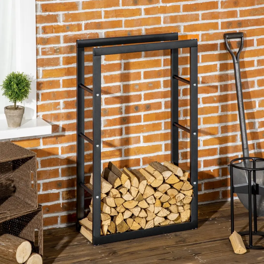 Homcom Haardhoutrek Metaal 60x25x100cm - Zwart - afbeelding 6 van 6