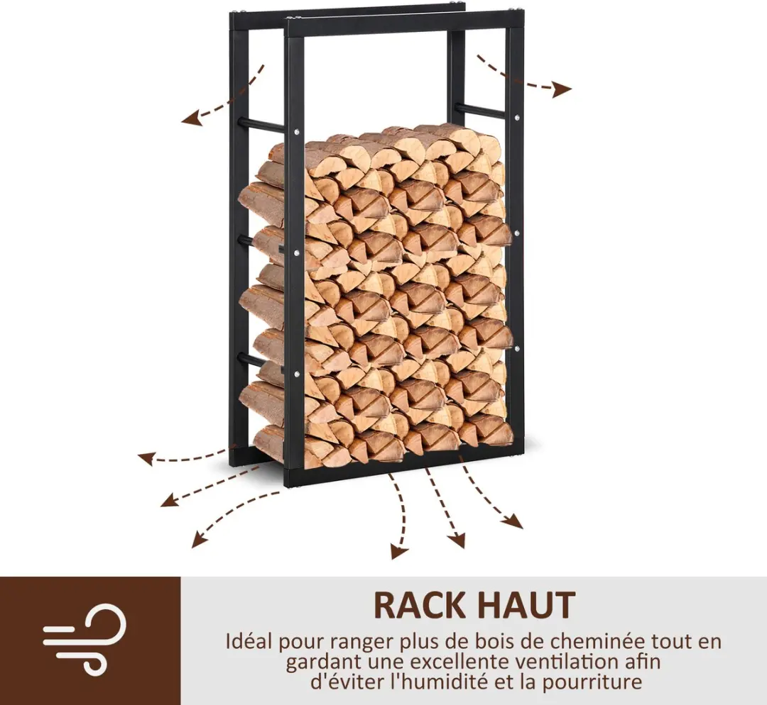 Homcom Haardhoutrek Metaal 60x25x100cm - Zwart