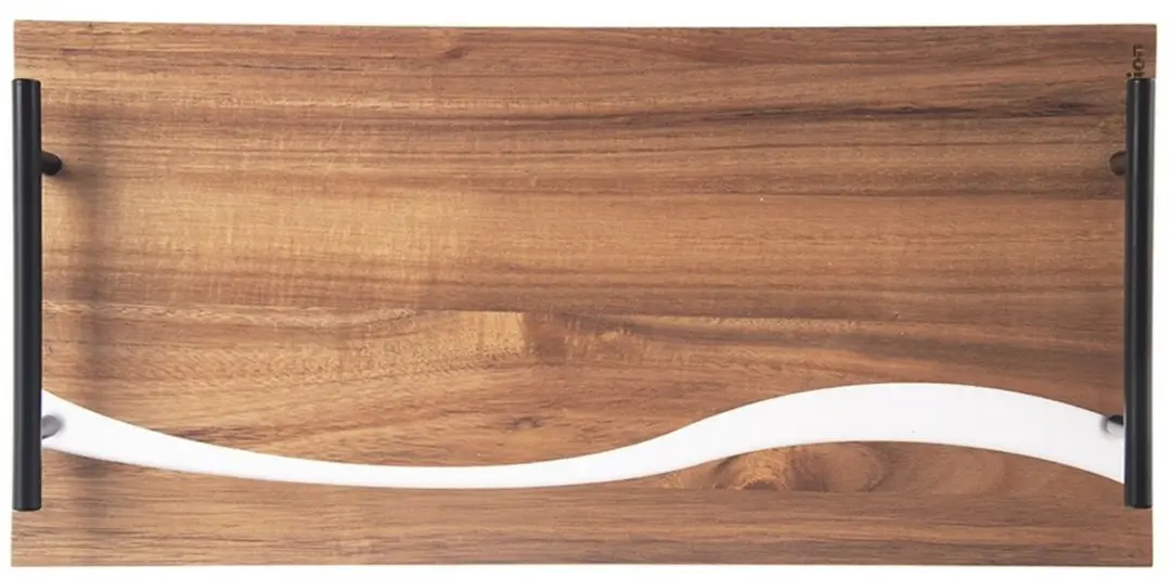 Orion River Serie Houten Dienblad 42x20cm - Acacia - Zwart - afbeelding 5 van 6