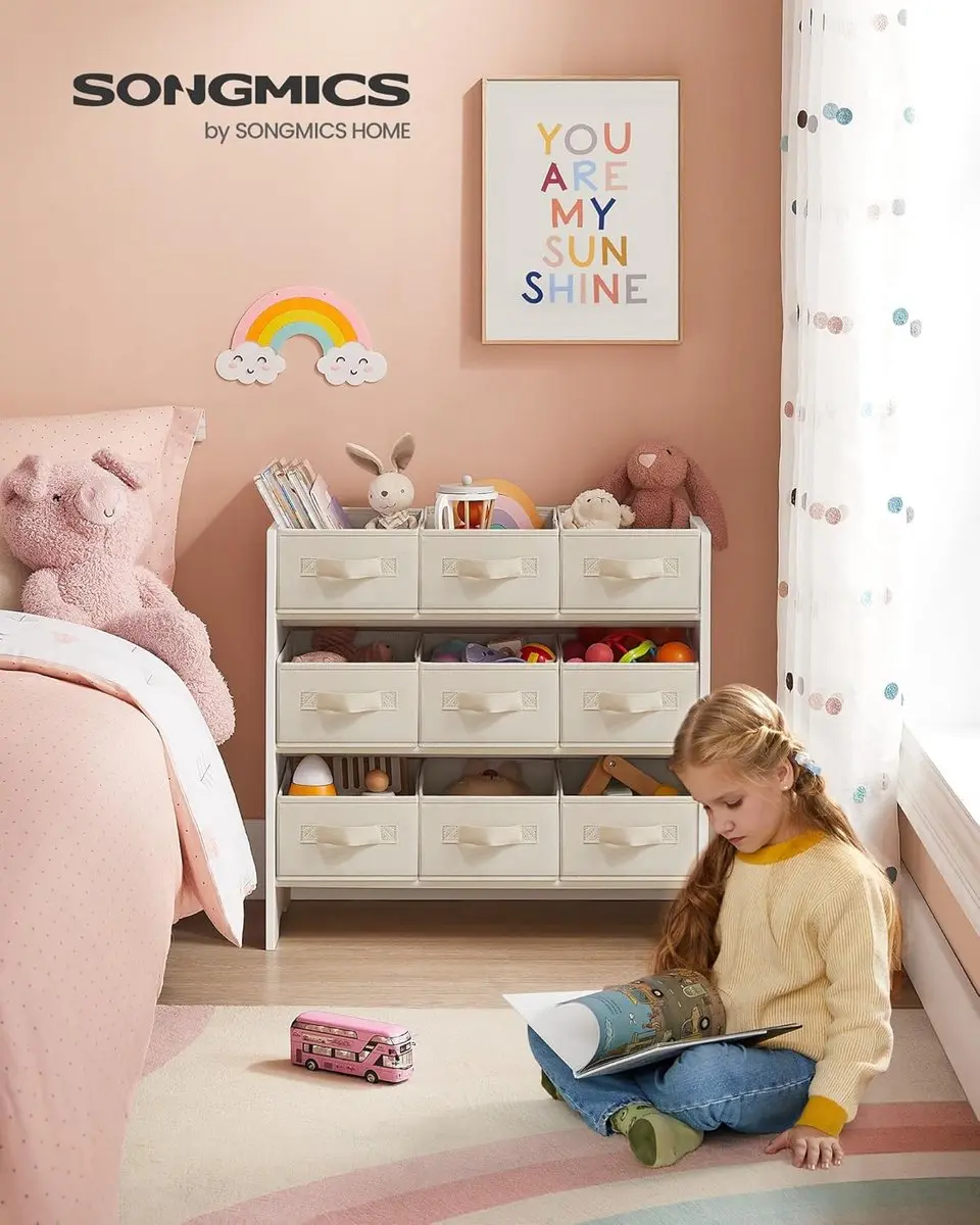 Songmics GKR033W10 Kinderplank - 9 Vakken - 29,5x62,5x60cm - Wolkenwit