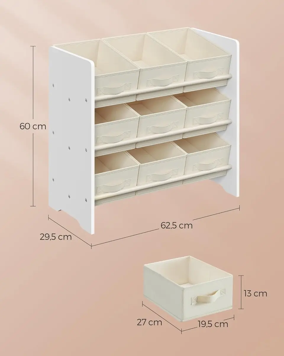 Songmics GKR033W10 Kinderplank - 9 Vakken - 29,5x62,5x60cm - Wolkenwit
