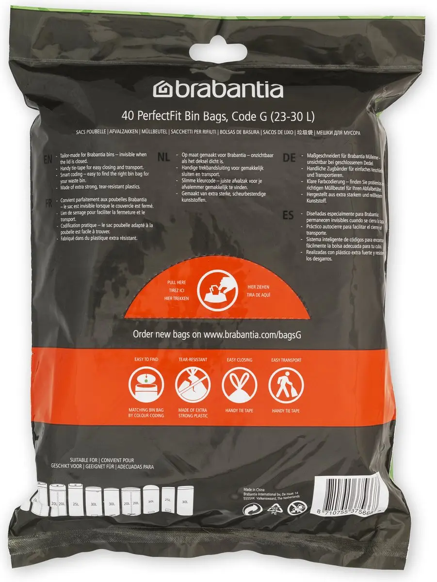 Brabantia PerfectFit Vuilniszakken - 23/30 l - Code G - 40 stuks
