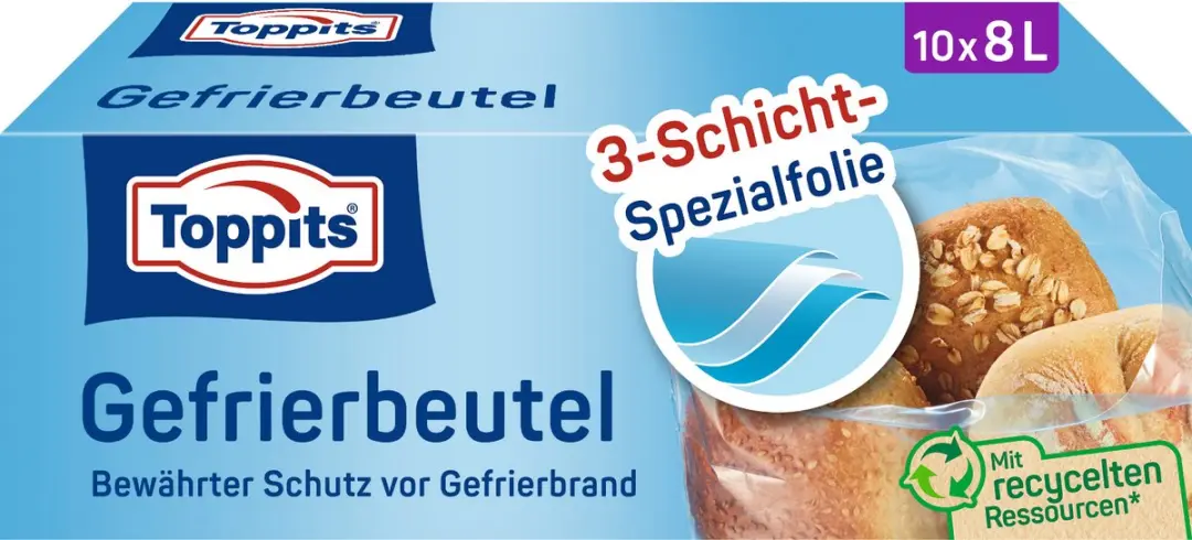 Toppits Vrieszakken 8L - 10 Stuks - 340x500mm Zwart