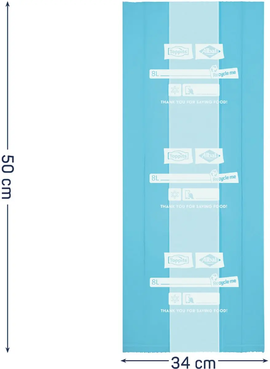 Toppits Vrieszakken 8L - 10 Stuks - 340x500mm Zwart
