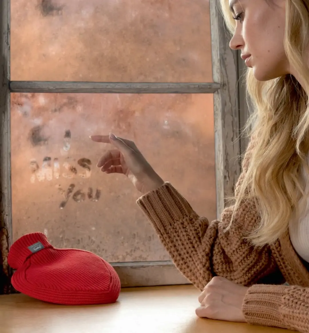 Fashy Hart Rood Gebreid Warmtekruik