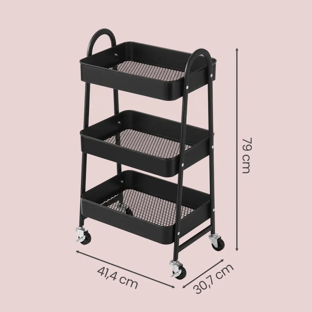 Songmics Serveerwagen BSC068B01V1 - 3 Lagen - Zwart