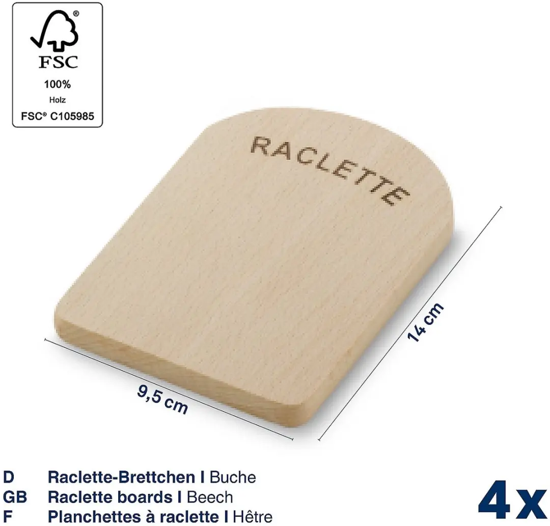 Kela Baar Racletteplankjes Set - 4 Stuks - Hout