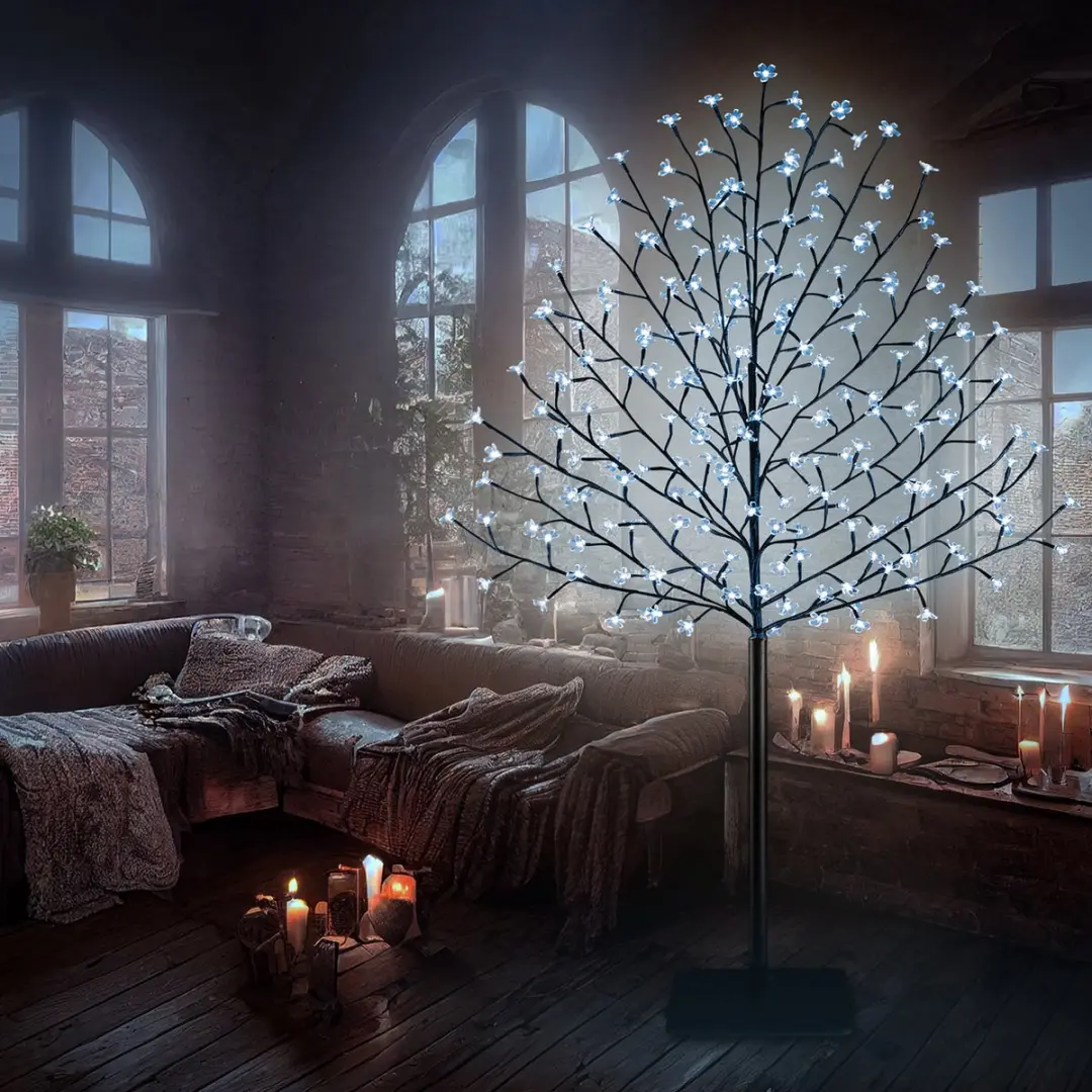 Monzana Kerstverlichting Kersenbloesemboom 220cm - 2x IP44 Koel Wit