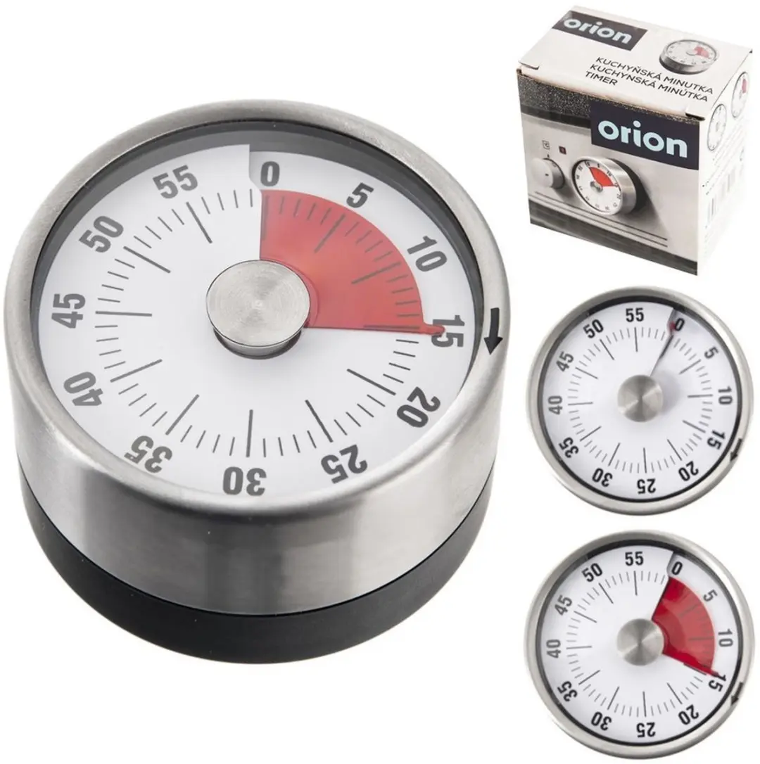 Orion Analoge Keukentimer Magnetisch 6cm - Roestvrij Staal
