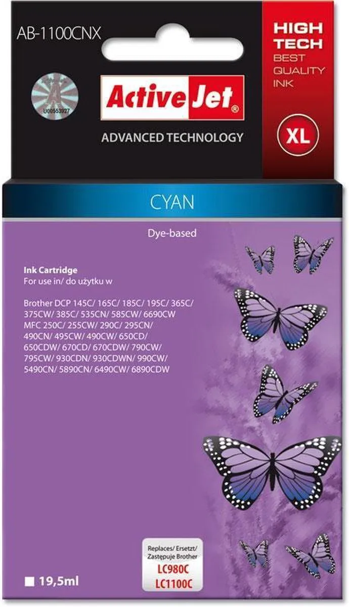 Brother Activejet AB-1100CNX Cyaan Inktcartridge XL - 20ml