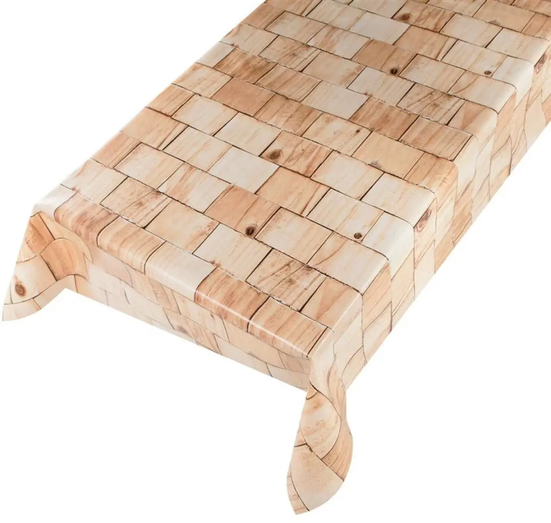 Bellatio Design Buiten Tafelzeil Natuurlijk Houten Blokken 140x175cm