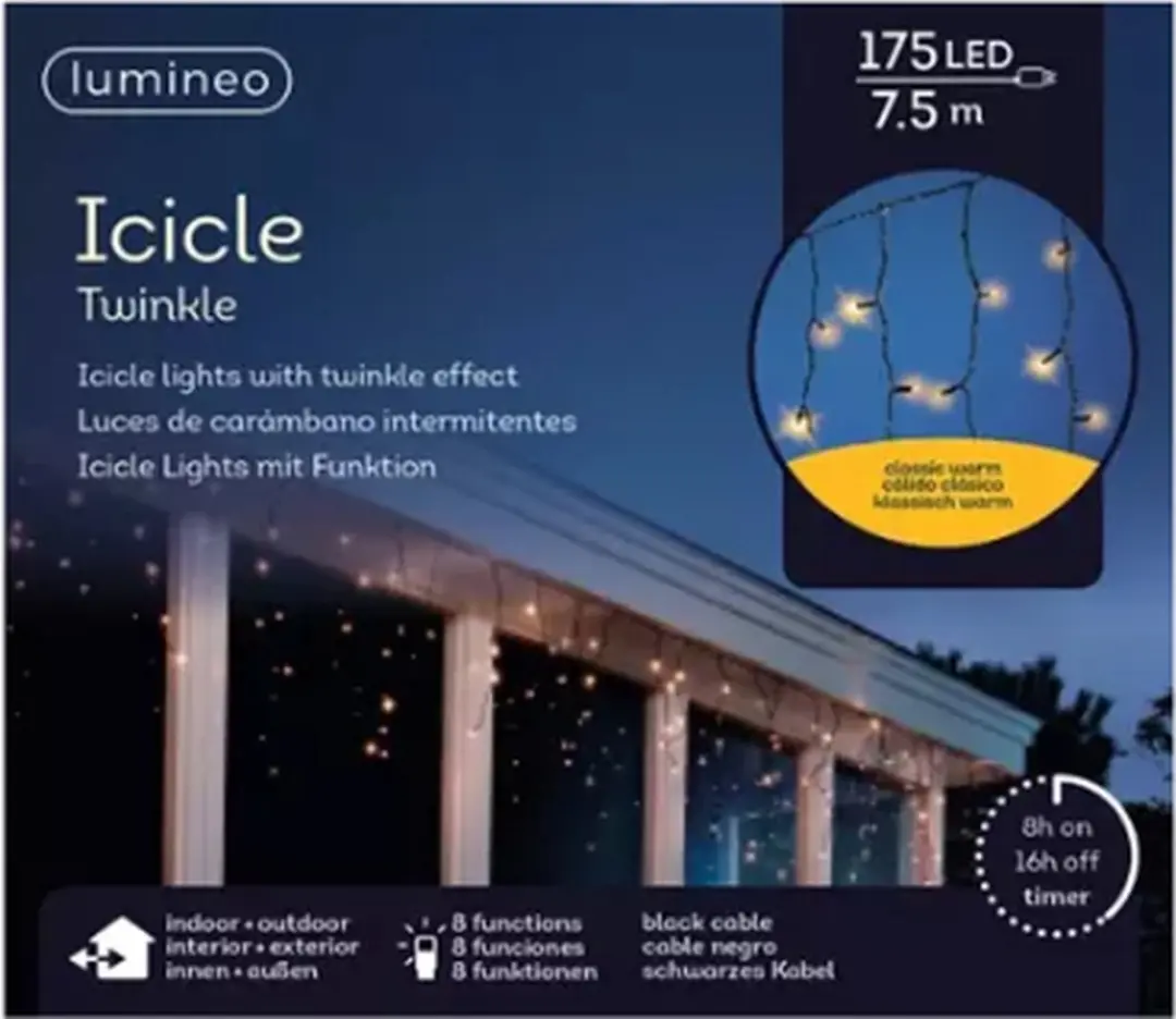 Lumineo IJspegelverlichting 7,5m - 175 LED - Goud - Knipperfunctie