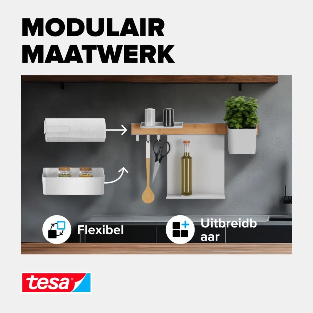 Tesa Organizer Keukenaccessoires Doos - Wit
