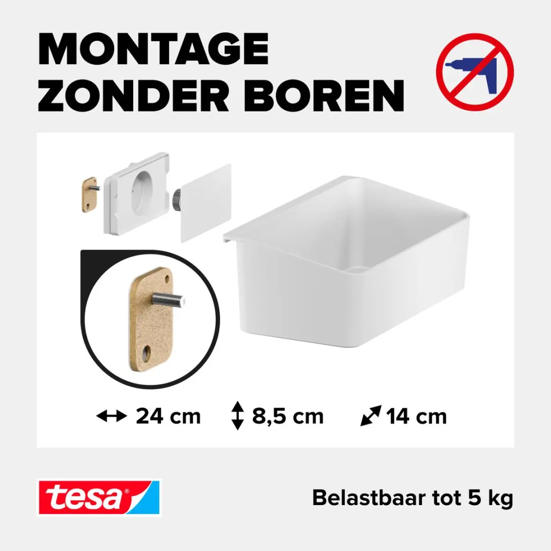 Tesa Organizer Keukenaccessoires Doos - Wit