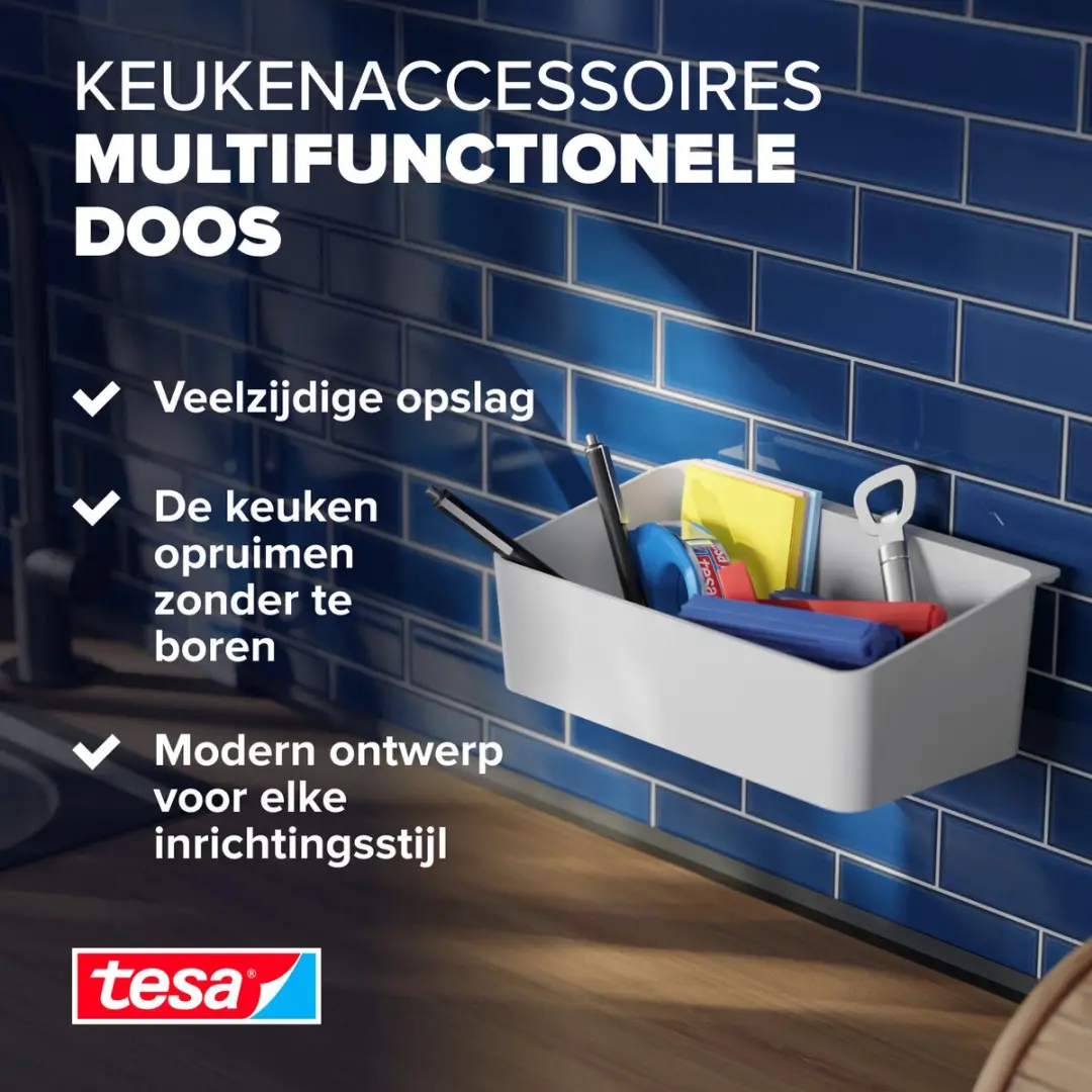Tesa Organizer Keukenaccessoires Doos - Wit