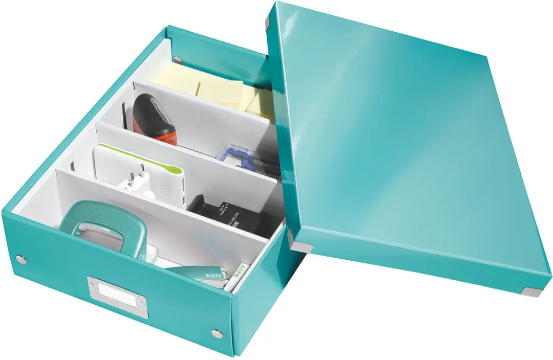 Leitz Wow Click & Store Opbergdoos 15L - 3 Vakken - IJsblauw - afbeelding 6 van 6