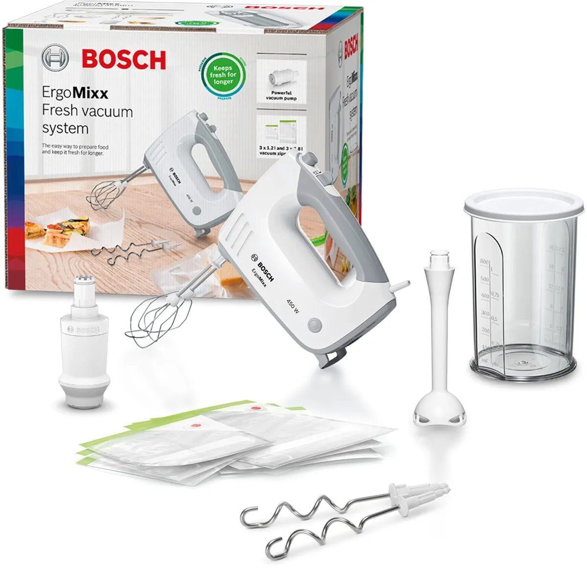 Bosch MFQ364V0 ErgoMixx Handmixer - 450W - Wit