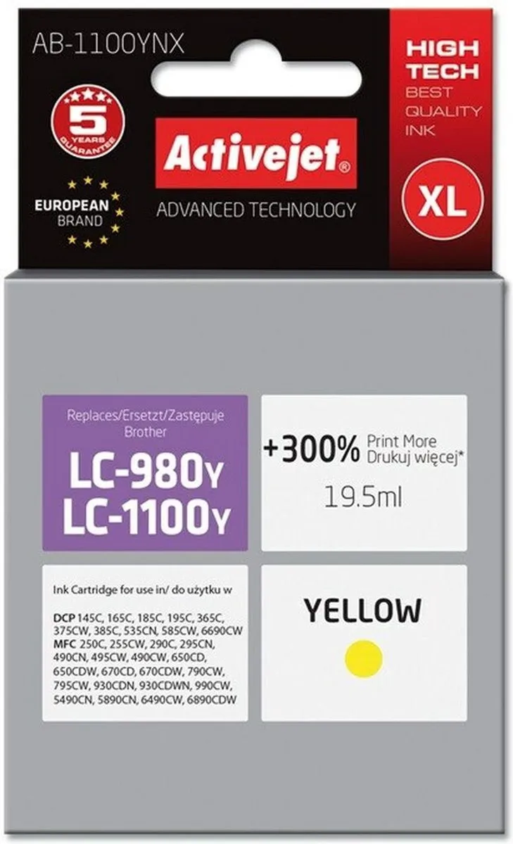 Brother Activejet AB-1100YNX Inktcartridge Geel