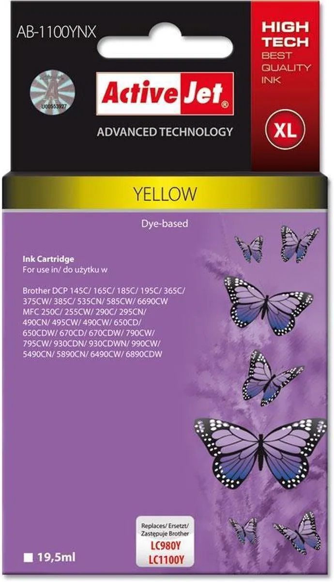 Brother Activejet AB-1100YNX Inktcartridge Geel - XL - 20ml - afbeelding 5 van 6