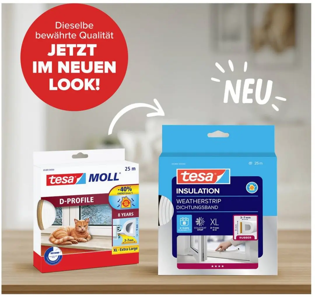 Tesa Tesamoll D-profiel Dichtingsstrip Wit 25m