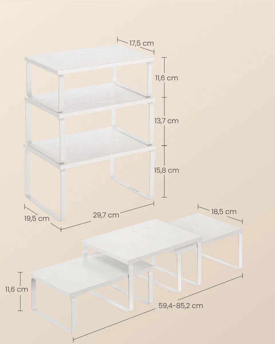 Songmics Kruidenrek 3-delig KCS220W01 - Stapelbaar - Metaal/Hout - Sneeuwwit