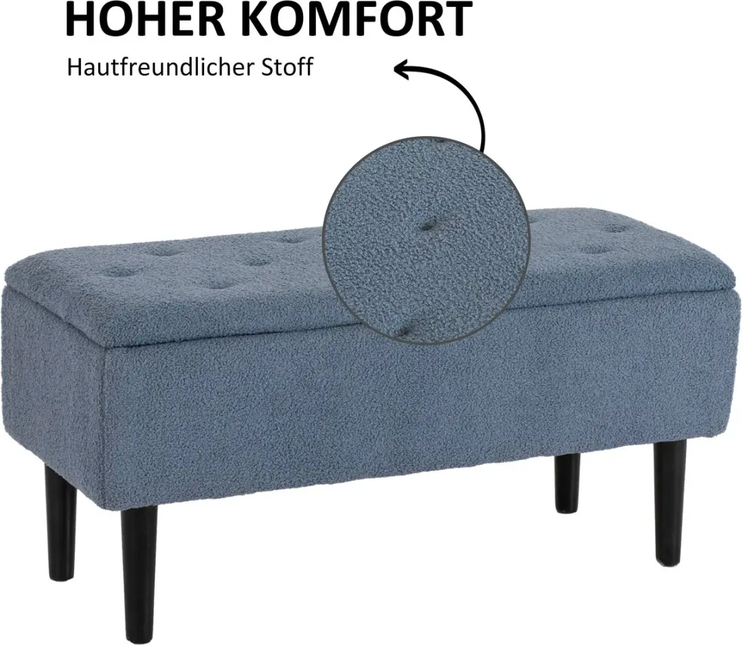 Homcom Sitzbank - 95x38x45cm - Blauw