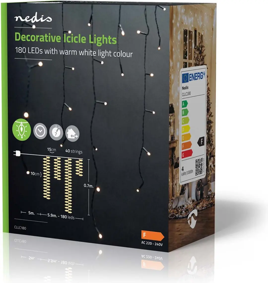 Nedis Decoratieve IJspegelverlichting 180 LED Warm Wit 5.90m