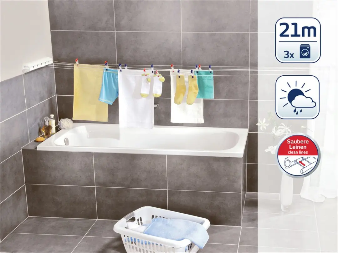 Leifheit Rollfix 210 Longline Wanddroogrek 21m - Wit