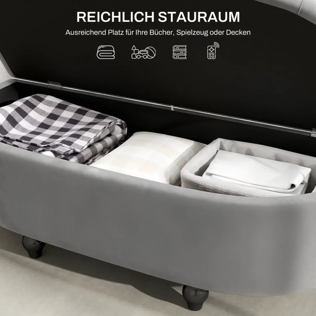 Homcom Sitzbank - 120x46x42cm - Donkergrijs - afbeelding 6 van 6