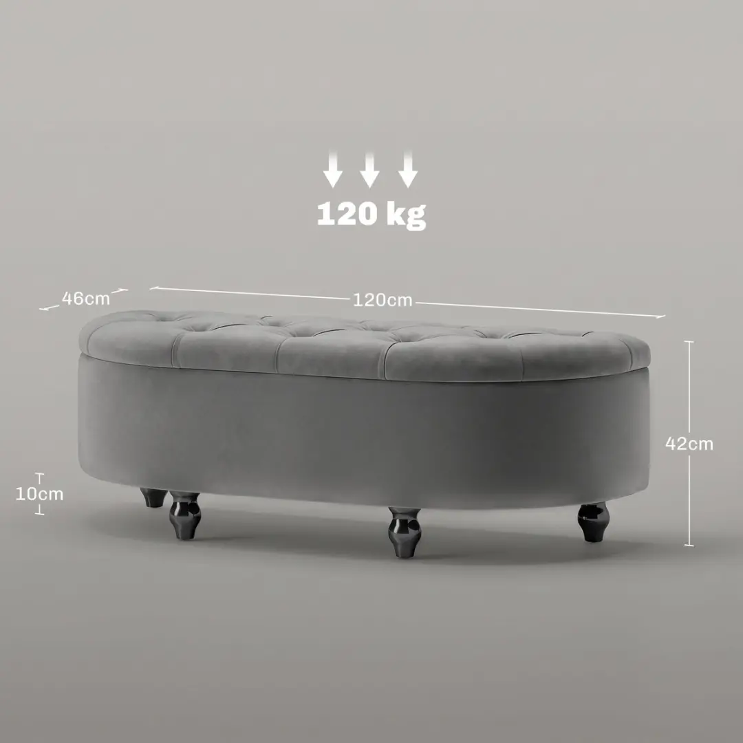 Homcom Sitzbank - 120x46x42cm - Donkergrijs