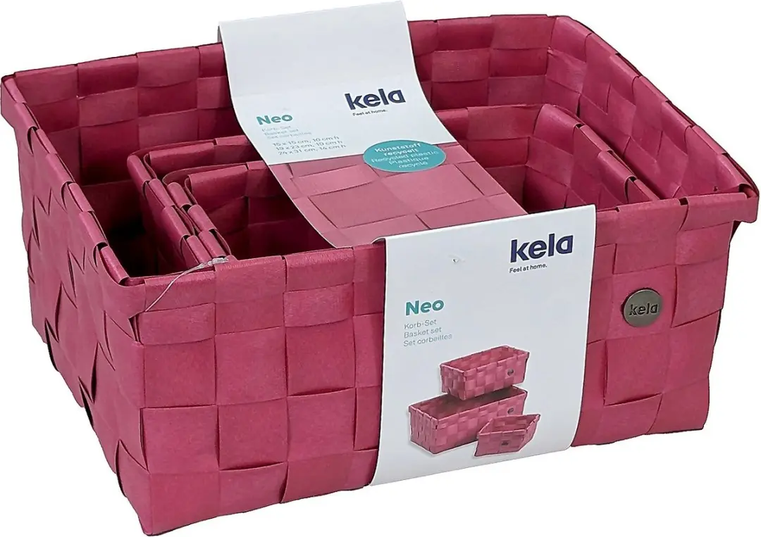 Kela Mand Set 3 Stuks - Polypropyleen Framboosrood