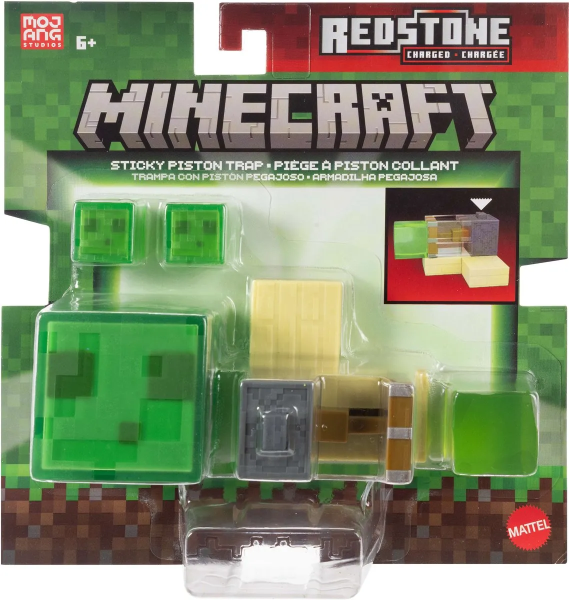 Mattel Minecraft Redstone Charged Sticky Piston Trap - Groene actiefiguur