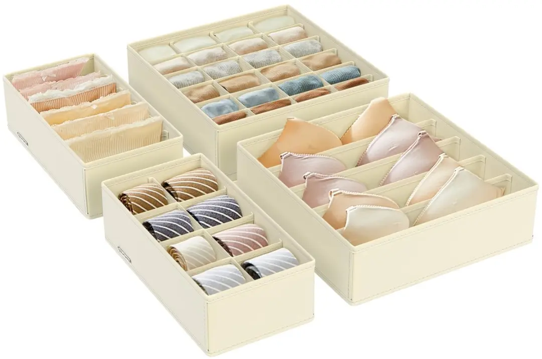 Ondergoed opberger set van 4 beige