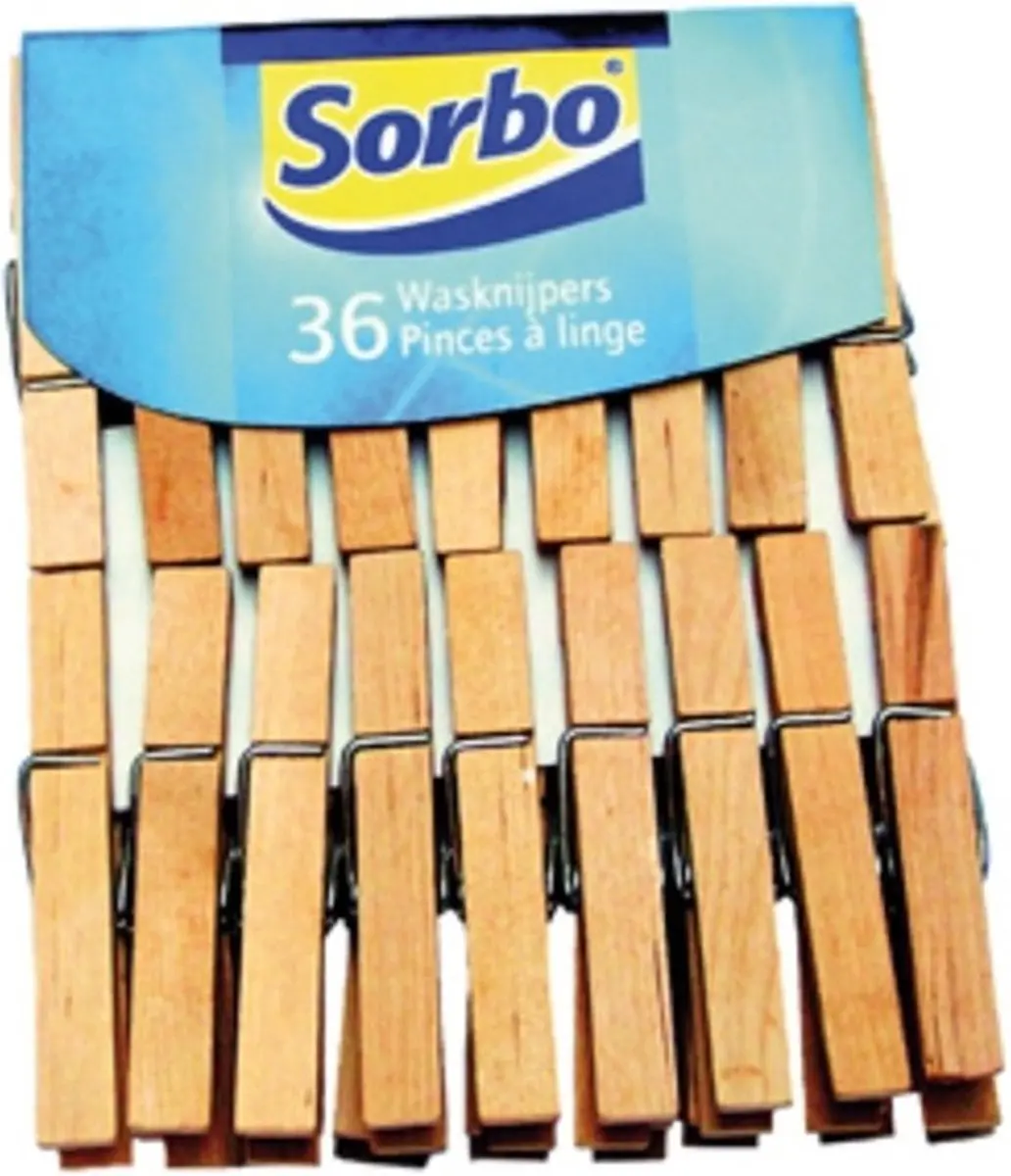 Sorbo Wasknijpers - Hout - 108 stuks (3x36)