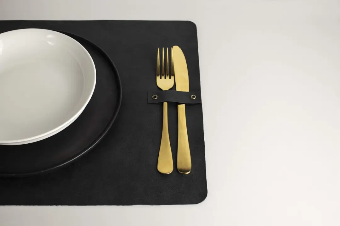 Gusta PU Leder Placemat Set 2-delig - 33cm - Zwart