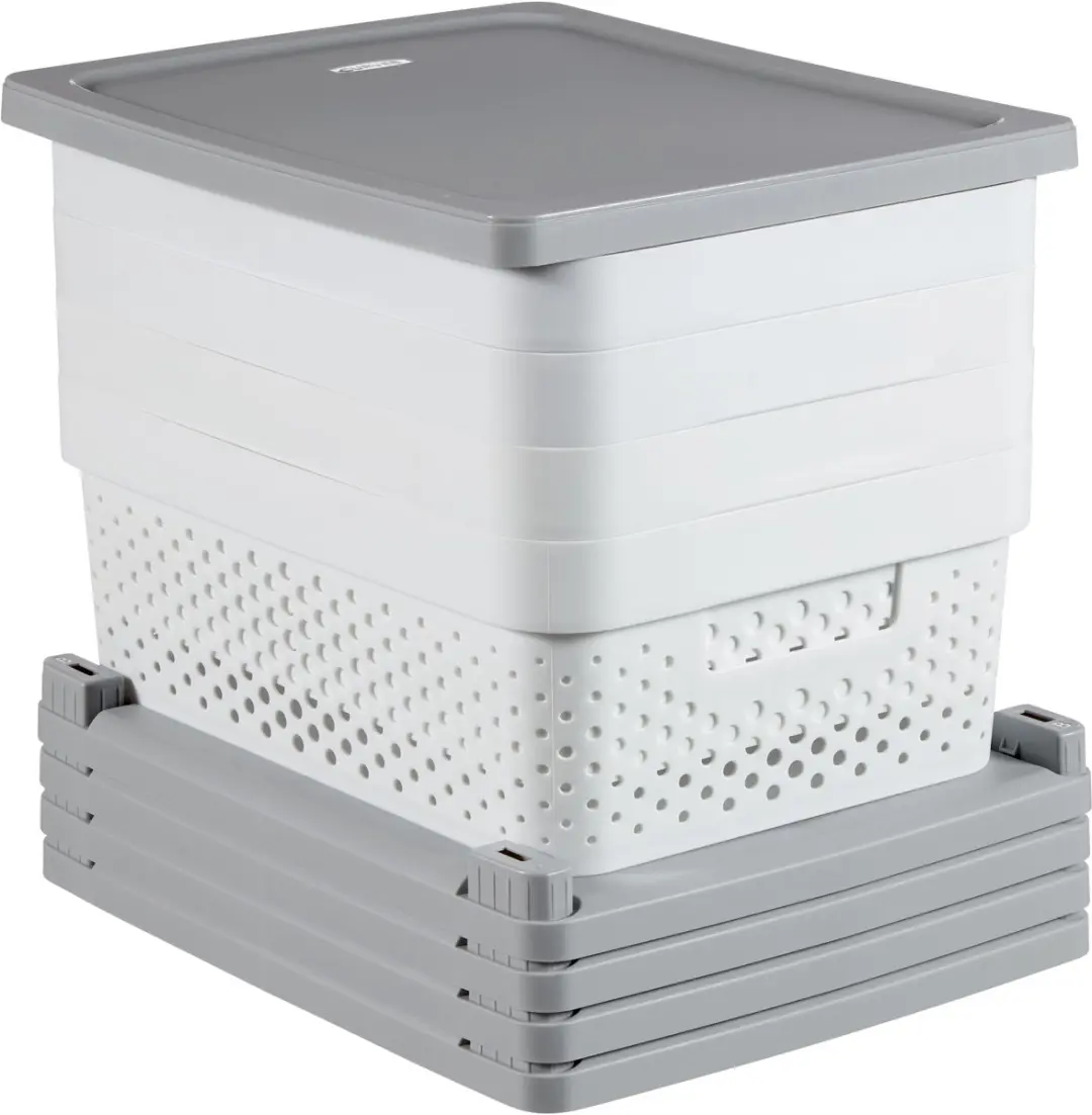 Curver Infinity Dots Ladesysteem 4x11L - Grijs/Wit - afbeelding 6 van 6