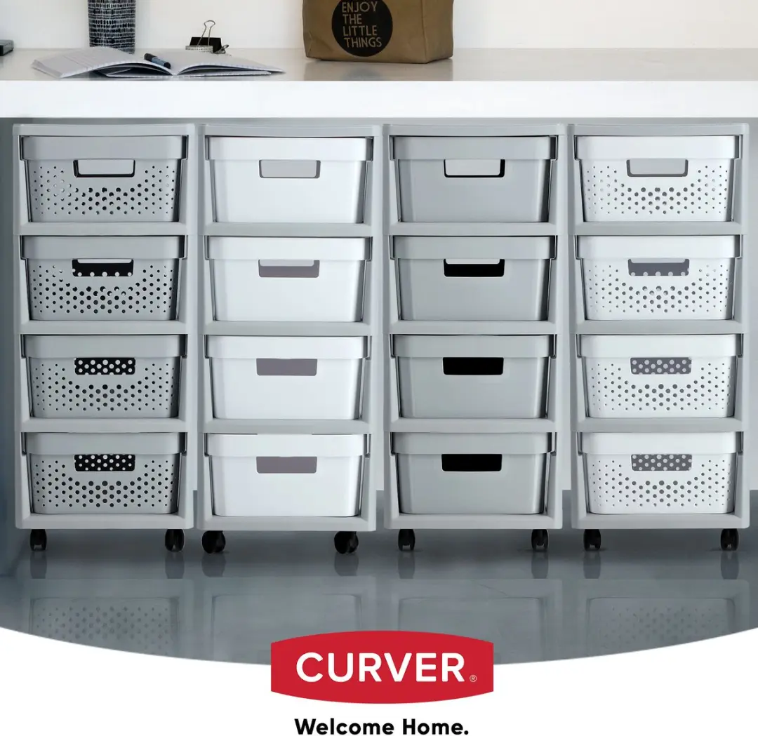 Curver Infinity Dots Ladesysteem 4x11L - Grijs/Wit