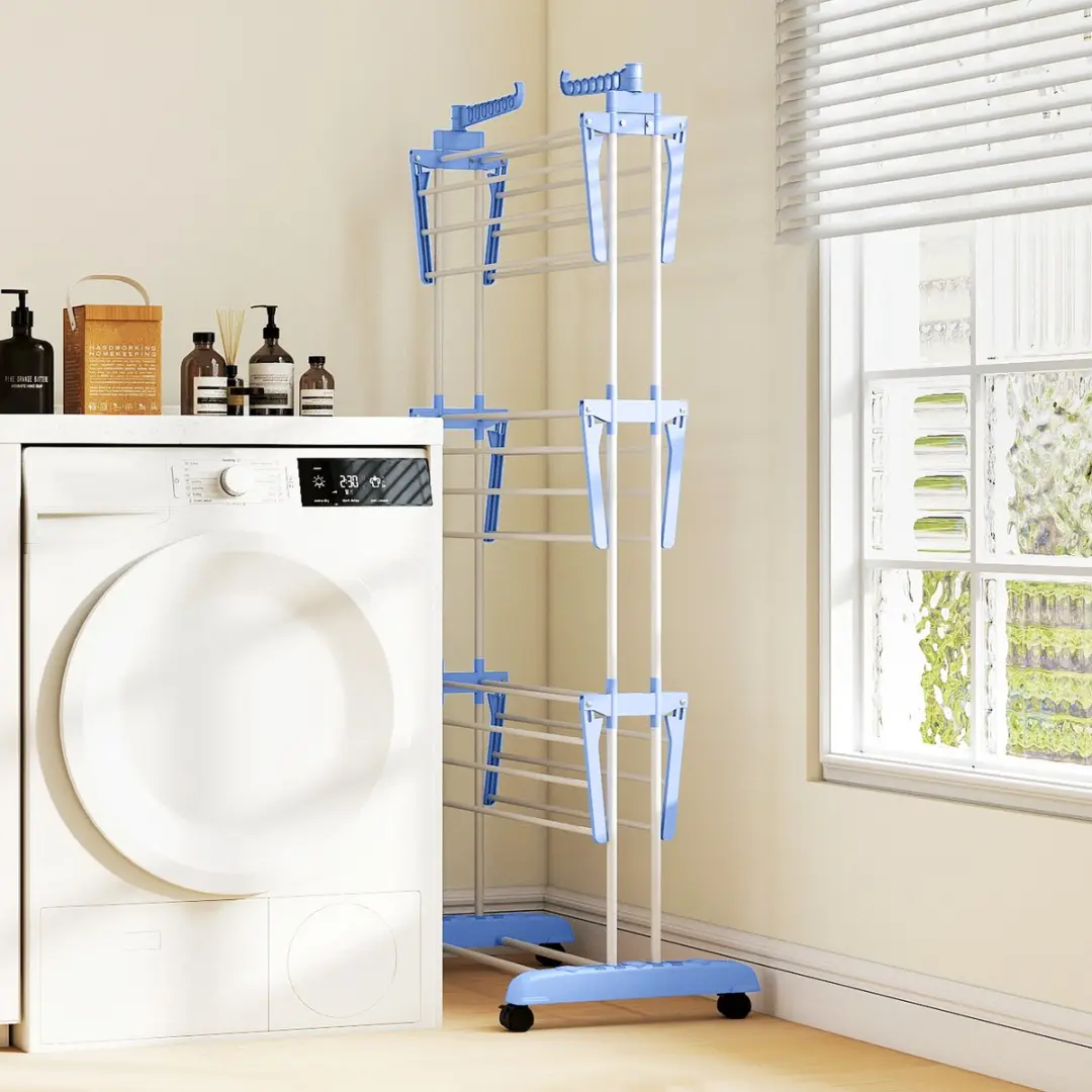 Homcom Wasrek 73x64x177cm - Blauw/Wit