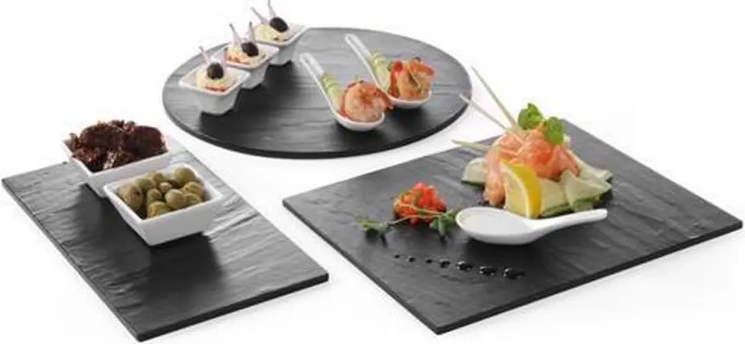 Hendi Plateau Rond 430mm - Melamine Leisteenlook - RVS