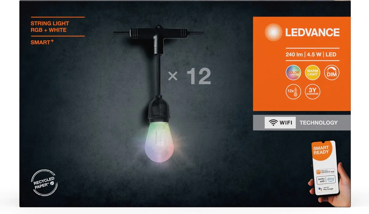 LEDVANCE SMART+ Outdoor WiFi Lichtsnoer 4,5W - 240lm - Zwart