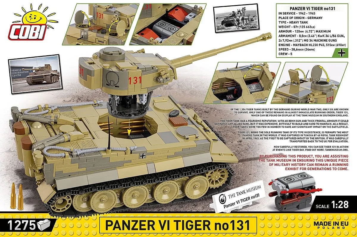 Cobi Panzer VI Tiger I Bouwset 1275-delig - Meerkleurig