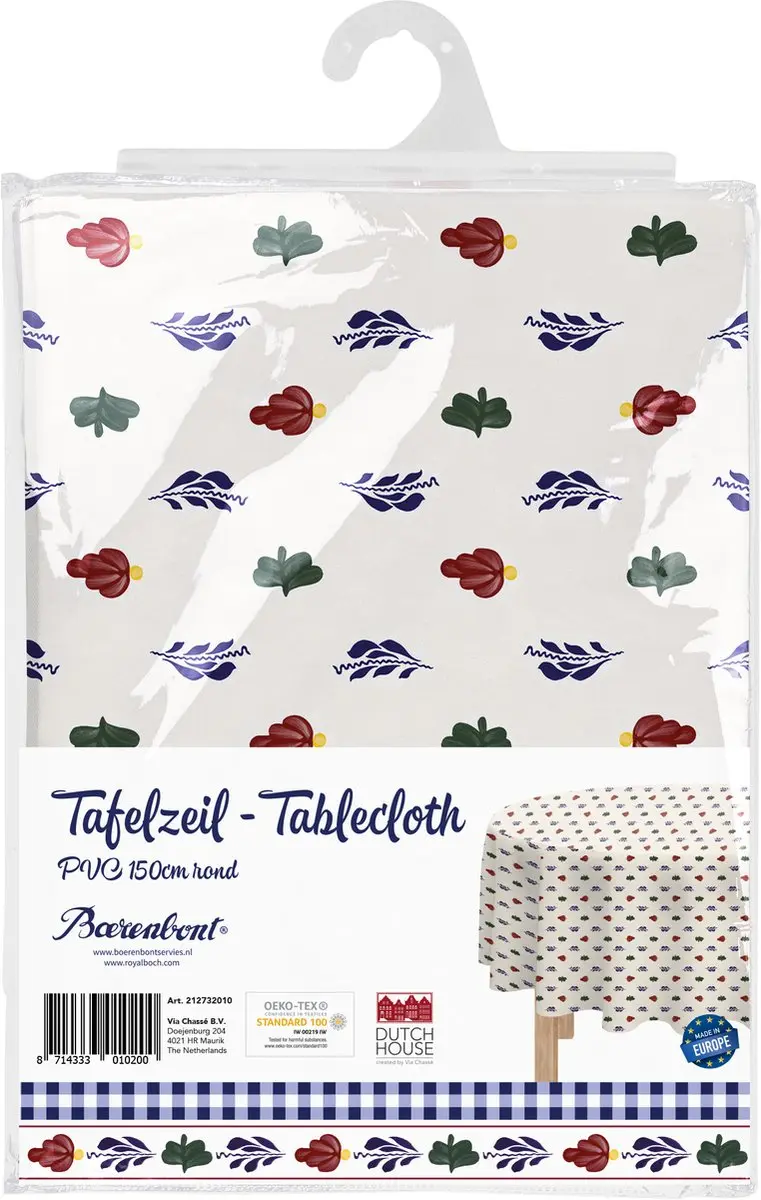 Royal Boch Boerenbont PVC Tafelzeil Ø150cm - Wit