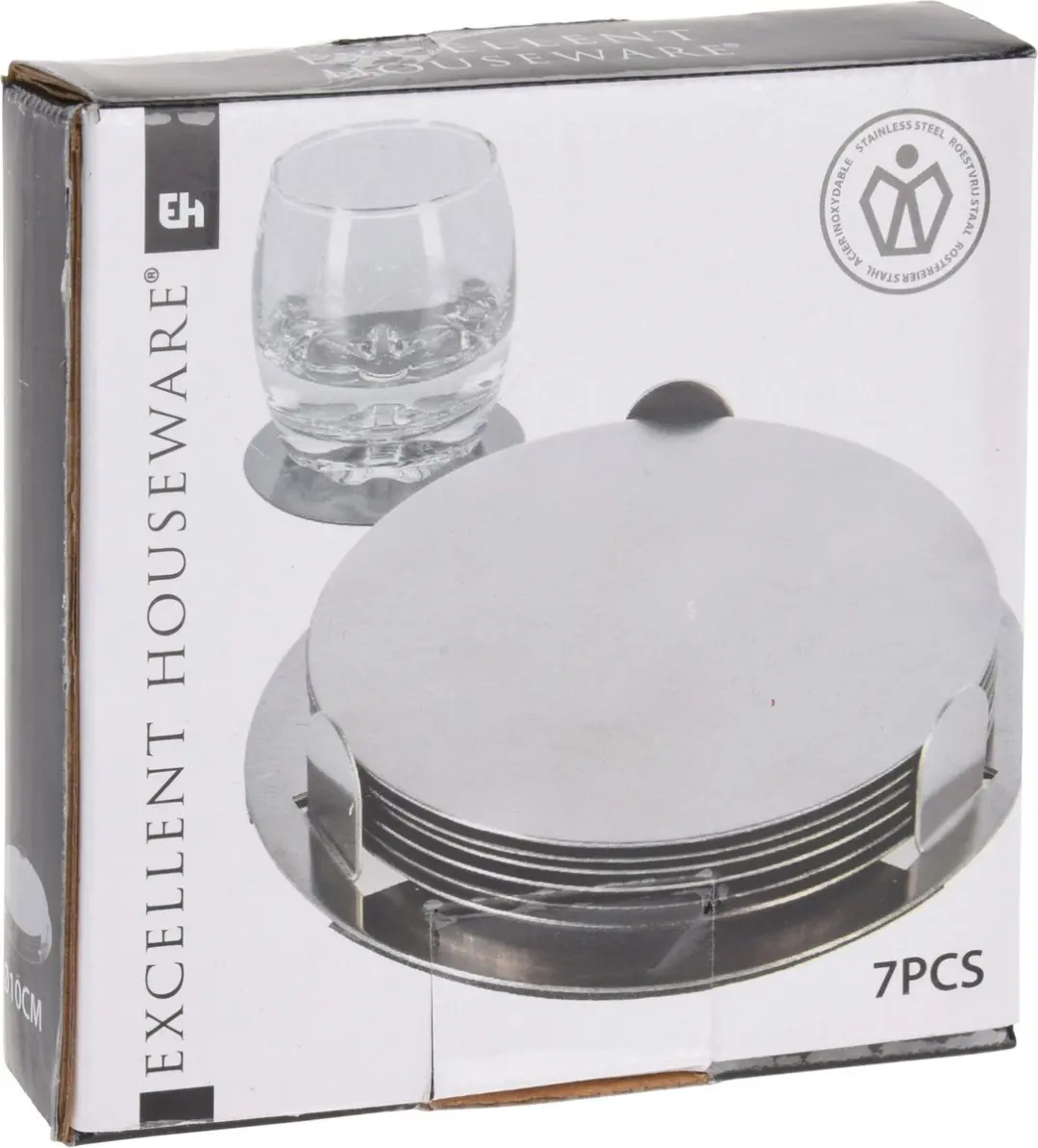 Excellent Houseware Onderzetters 6-delig RVS - Ø11cm - Zilver