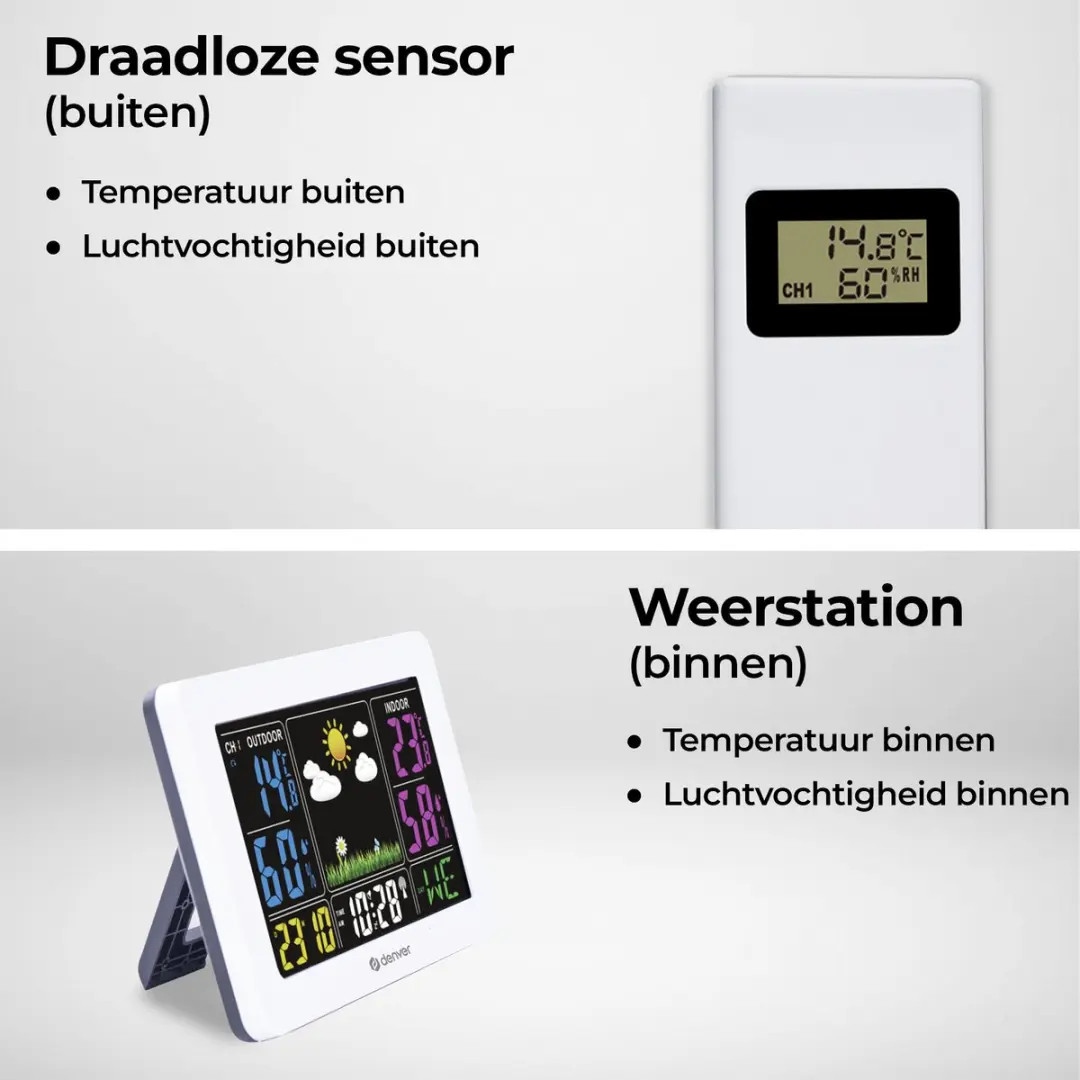 Denver WS540 Draadloos Weerstation - Binnen & Buiten - Wit