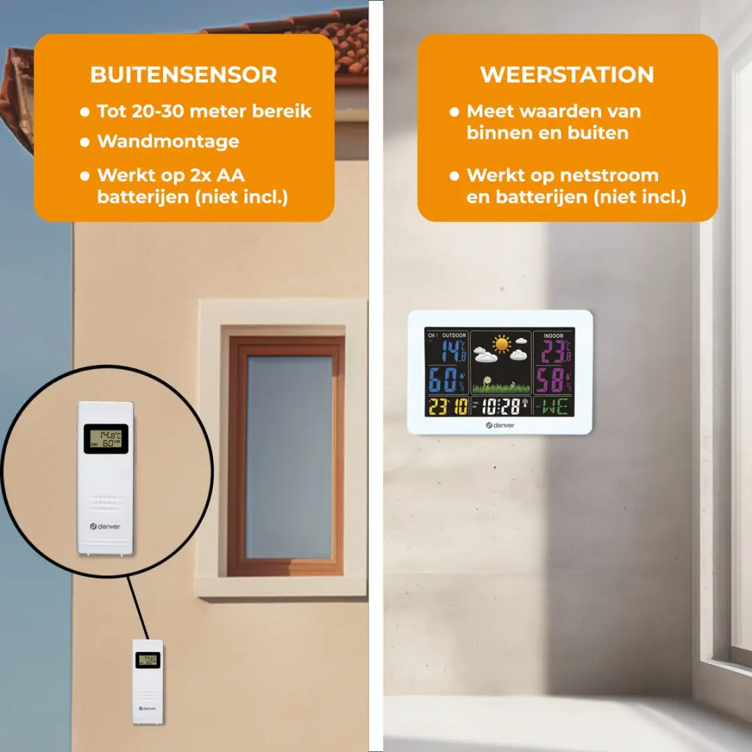 Denver WS540 Draadloos Weerstation - Binnen & Buiten - Wit