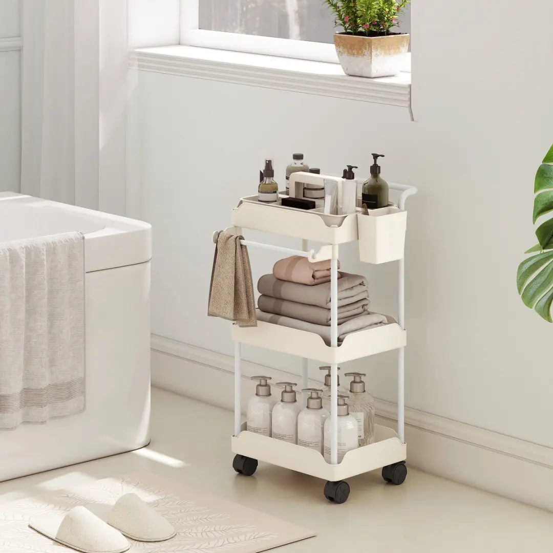 Homcom Kitchen Cart-Metaal, Kunststof-42L x 42,5B x 76H cm-Wit