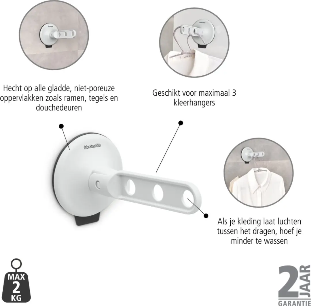 Brabantia Inklapbare Kledinghaak Light Grey - 3 Stuks - afbeelding 6 van 6
