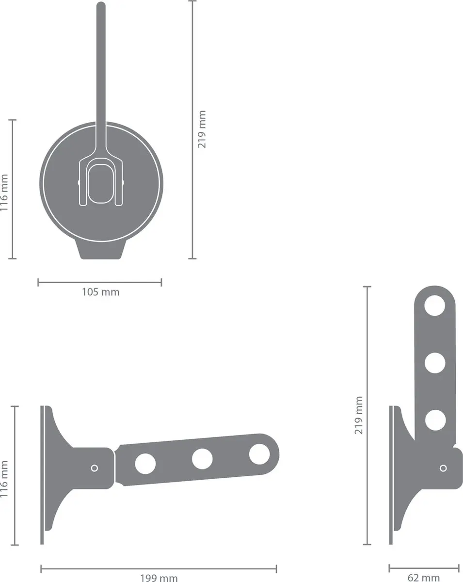 Brabantia Inklapbare Kledinghaak Light Grey - 3 Stuks