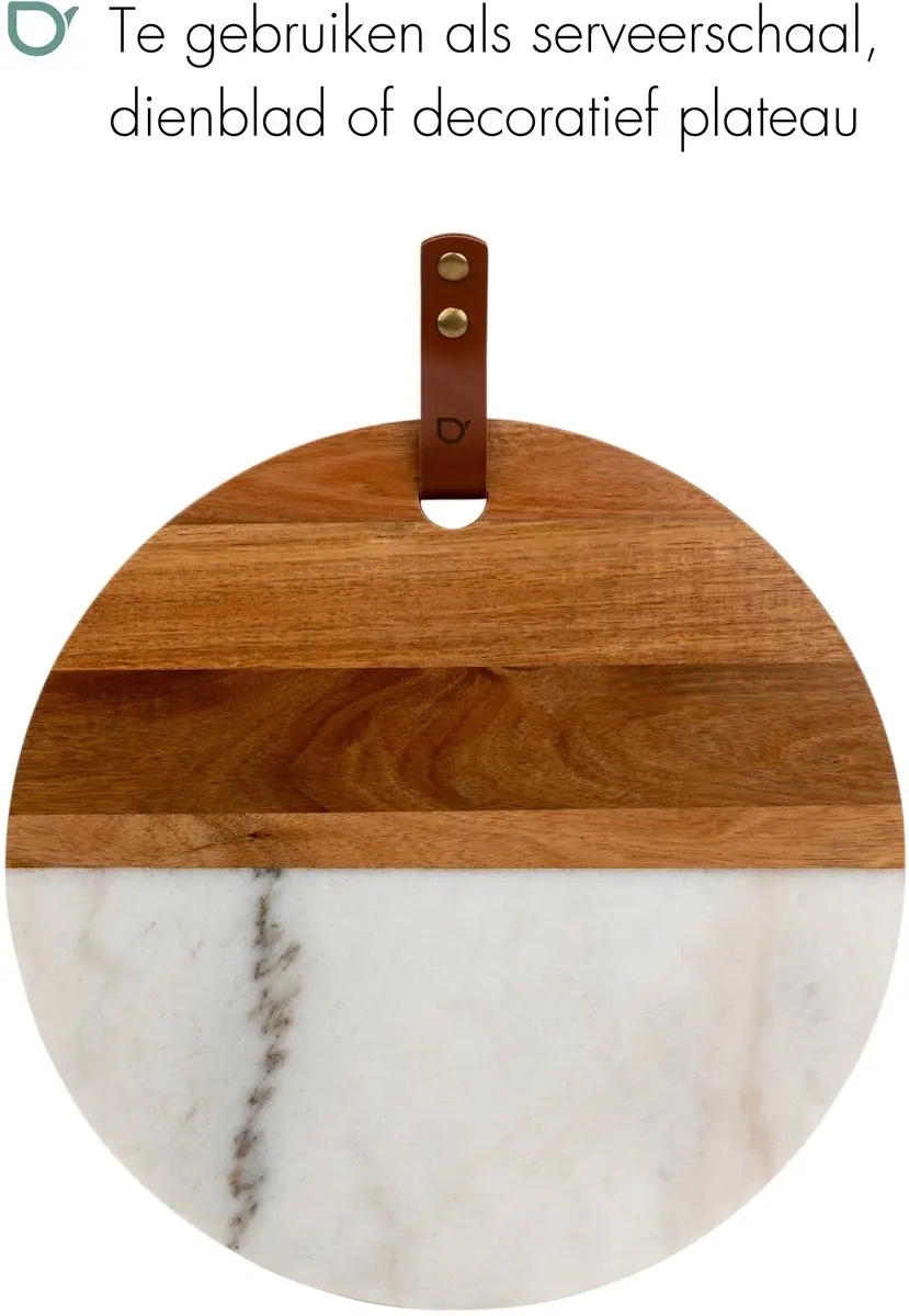 Bredemeijer Thor Serveerschaal Marmer 35cm - Bruin/Wit - afbeelding 6 van 6