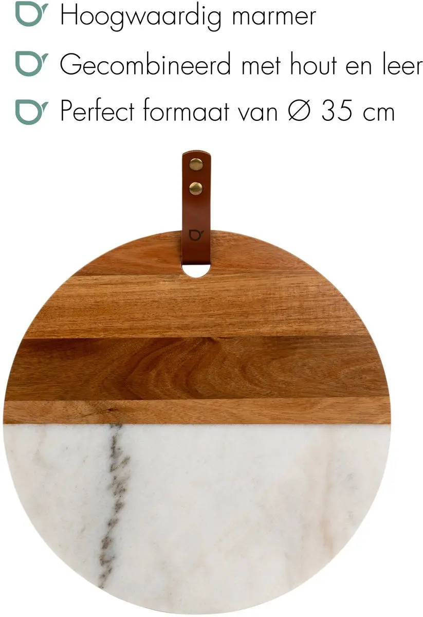 Bredemeijer Thor Serveerschaal Marmer 35cm - Bruin/Wit